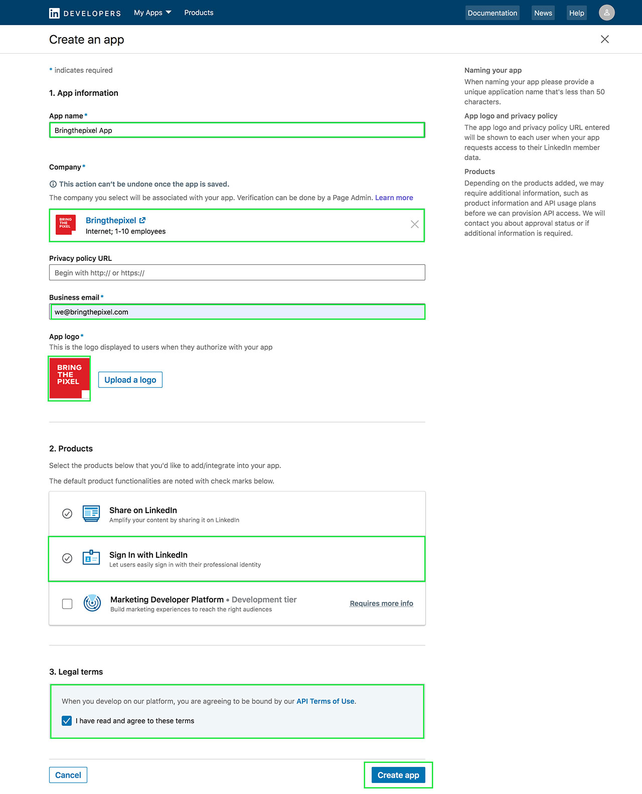 LinkedIn Setup - Step 1